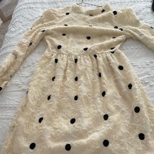Cream and black polka dots dress